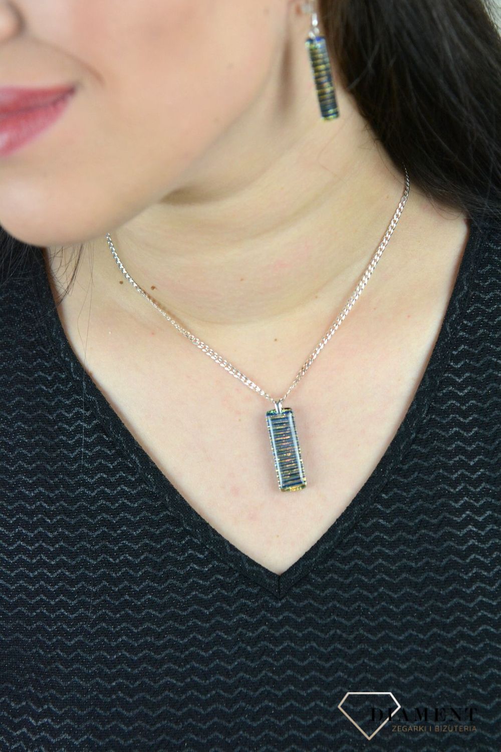 Zawieszka szkło weneckie 'Lśniące paski' Murano 54.jpg